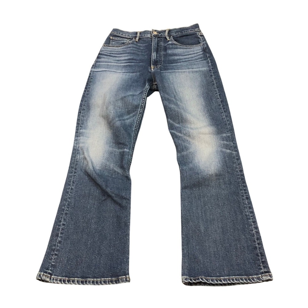 3x1 W5 Empire High-Rise Crop Flare Jeans Blue Denim Distressed Pants Size 27